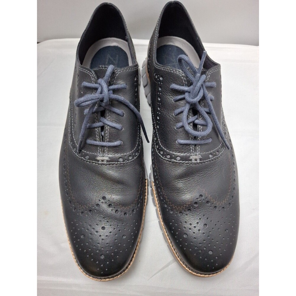 COLE HAAN ZEROGRAND Men's Wingtip Oxford Brogues Navy Leather Size 13 M